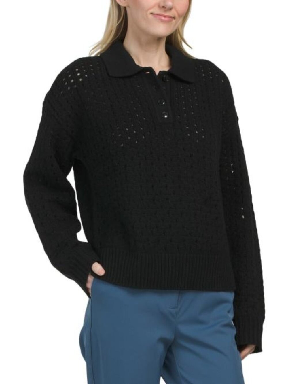G/FORE Wool And Cashmere Blend Open Knit Polo